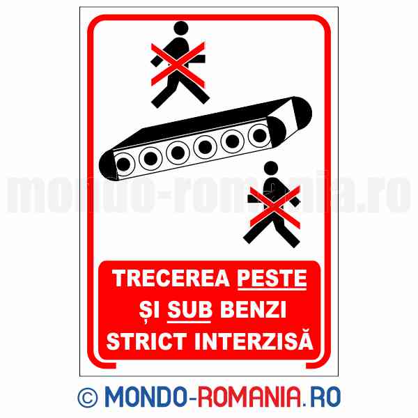 TRECEREA PESTE SI SUB BENZI STRICT INTERZISA - indicator de securitate de interzicere pentru protectia muncii